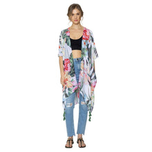 Load image into Gallery viewer, Tropical Green Tassel Kimono
