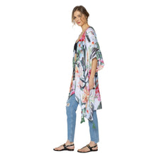 Load image into Gallery viewer, Tropical Green Tassel Kimono
