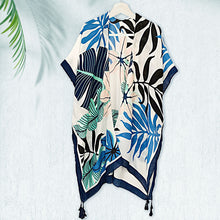 Load image into Gallery viewer, Navy Palm Tree Tropical Kimono
