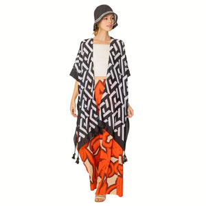 Kimono Geo Print Black and White for Women