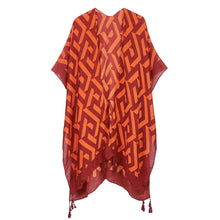 Load image into Gallery viewer, Kimono Geo Print Orange and Rust for Women
