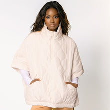 Load image into Gallery viewer, Ivory Quilted Puffer Half Zip Poncho for Women
