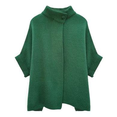 Cardigan Green Knit Neck Button for Women