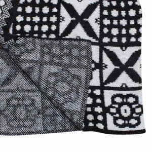 Cardigan Tile Print Knit Black and White for Women