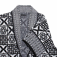 Load image into Gallery viewer, Cardigan Tile Print Knit Black and White for Women
