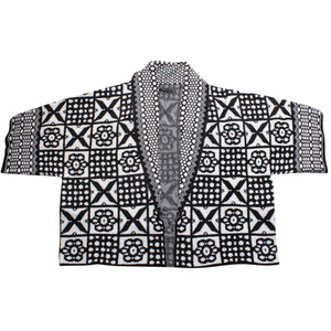 Cardigan Tile Print Knit Black and White for Women