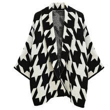 Load image into Gallery viewer, Cardigan Houndstooth Knit Black White for Women
