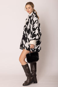 Cardigan Houndstooth Knit Black White for Women