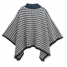 Load image into Gallery viewer, Poncho Houndstooth Knit Black and White for Women
