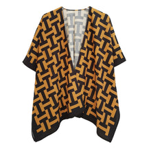 Load image into Gallery viewer, Kimono Black and Camel Geometric Print Women
