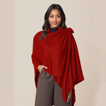 Load image into Gallery viewer, Ruana One Shoulder Red Lurex Scarf Wrap for Women
