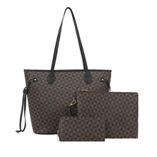Load image into Gallery viewer, Tote Brown Diamond Plaid 3 Pcs Shoulder Bag Set
