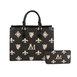 Tote Black Luxe Monogram Structured Satchel Bag