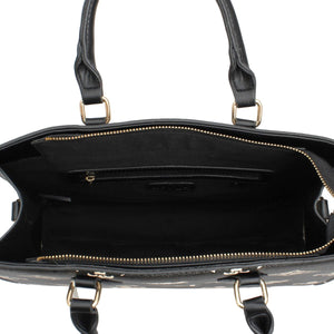 Tote Black Luxe Monogram Structured Satchel Bag