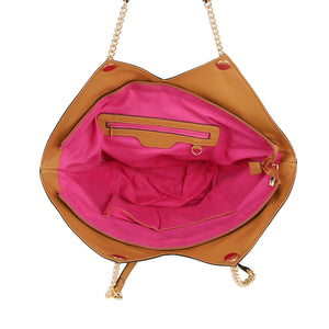 Tote Beige Diamond Plaid Geometric Shoulder Bag