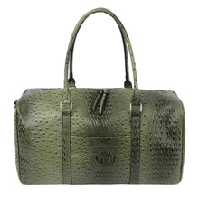 Load image into Gallery viewer, Duffel XL Olive Ostrich Overnight Weekender Bag
