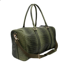 Load image into Gallery viewer, Duffel XL Olive Ostrich Overnight Weekender Bag
