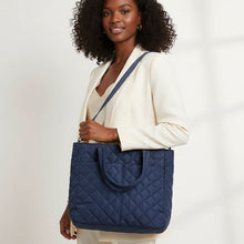 Load image into Gallery viewer, Tote Bag Navy Quilted Large Pocket Travel Purse
