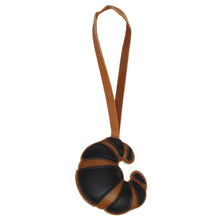 Load image into Gallery viewer, Bag Charm Black Leather Croissant Bag Accessory
