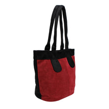 Load image into Gallery viewer, Tote Bag Burgundy Suede Black Trim Shoulder Purse
