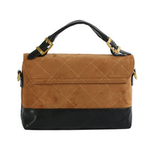 Load image into Gallery viewer, Top Handle Bag Brown Suede and Black Flap Purse
