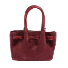 Load image into Gallery viewer, Top Handle Bag Burgundy Suede Dog Charm Purse
