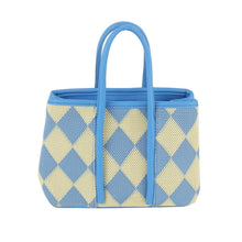 Load image into Gallery viewer, Top Handle Blue Harlequin Detail Square Handbag
