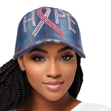 Load image into Gallery viewer, Hat Denim Breast Cancer Ribbon HOPE Baseball Cap

