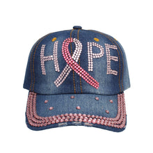Load image into Gallery viewer, Hat Denim Breast Cancer Ribbon HOPE Baseball Cap
