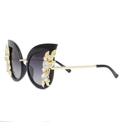 Sunglasses Black Vintage Crystal Cat Eye Eyewear