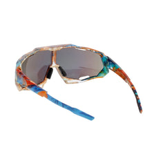 Load image into Gallery viewer, Sunglasses Brown Graphic Print Mirror Sport Eyewear
