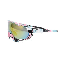 Load image into Gallery viewer, Sunglasses Pink Graphic Print Mirror Sport Eyewear
