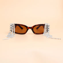 Load image into Gallery viewer, Sunglasses Tortoiseshell Rectangle Stone Fringe
