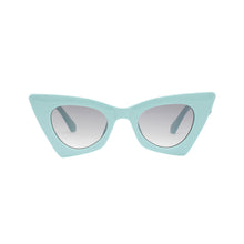 Load image into Gallery viewer, Sunglasses Aqua Retro Cat Eye Gold Bar Eyewear
