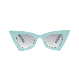 Sunglasses Aqua Retro Cat Eye Gold Bar Eyewear