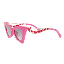 Load image into Gallery viewer, Sunglasses Fuchsia Retro Cat Eye Gold Bar Eyewear
