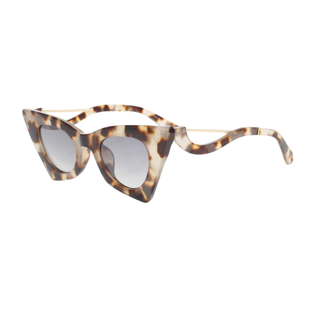 Sunglasses Leopard Retro Cat Eye Gold Bar Eyewear