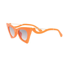 Load image into Gallery viewer, Sunglasses Orange Retro Cat Eye Gold Bar Eyewear
