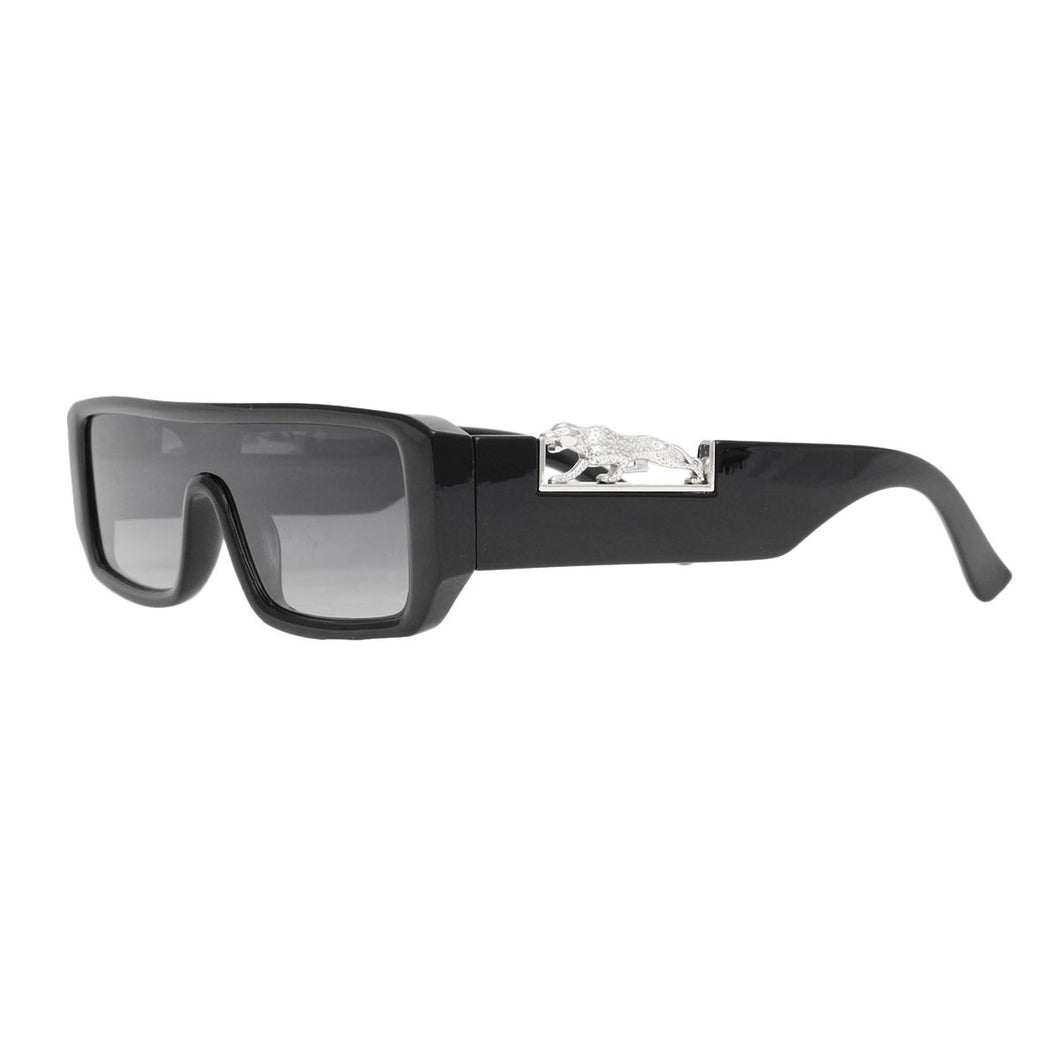 Sunglasses Black Silver Panther Rectangle Eyewear