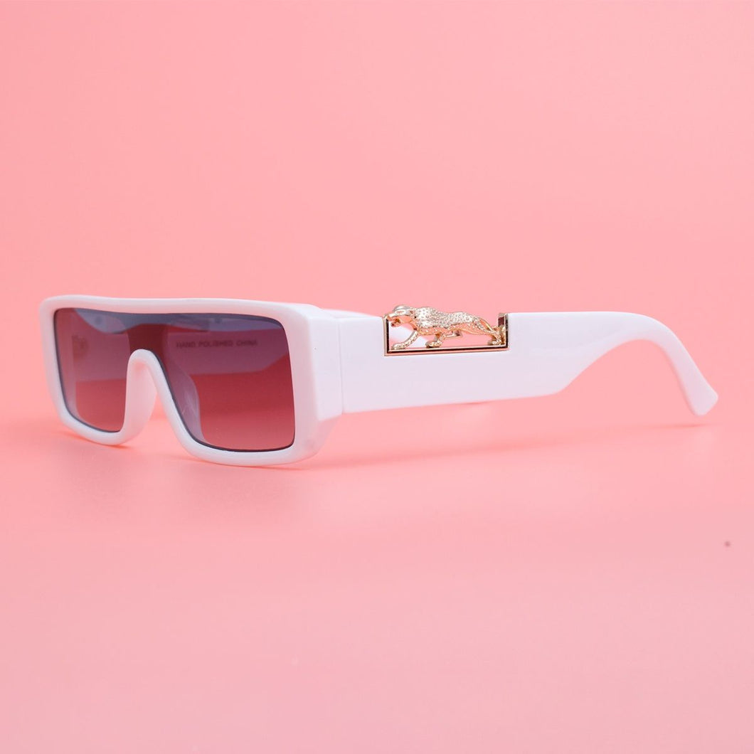 Sunglasses White Gold Panther Rectangle Eyewear