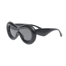 Load image into Gallery viewer, Sunglasses Black Puffed Frame Visor Eyewear Women
