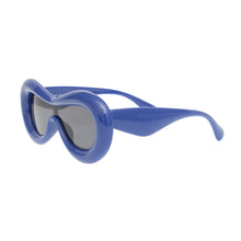 Load image into Gallery viewer, Sunglasses Blue Puffed Frame Visor Eyewear Women
