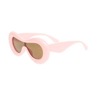 Sunglasses Pink Puffed Frame Visor Eyewear Women