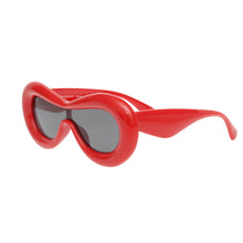 Load image into Gallery viewer, Sunglasses Red Puffed Frame Visor Eyewear Women
