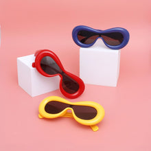 Load image into Gallery viewer, Sunglasses Red Puffed Frame Visor Eyewear Women
