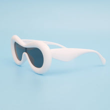 Load image into Gallery viewer, Sunglasses White Puffed Frame Visor Eyewear Women
