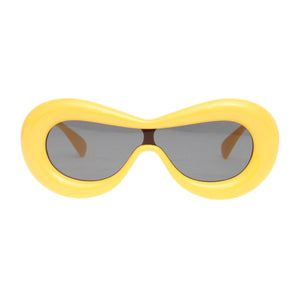 Sunglasses Yellow Puffed Frame Visor Eyewear Women