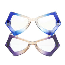 Load image into Gallery viewer, BLB Glasses Blue Duotone Butterfly Geo Frame
