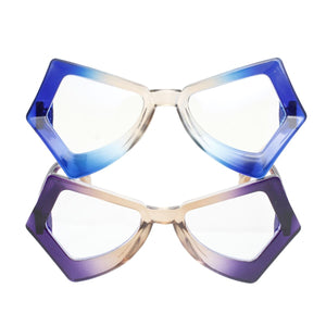 BLB Glasses Blue Duotone Butterfly Geo Frame