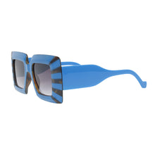 Load image into Gallery viewer, Sunglasses Square Blue Stripe Oversize Wide Edge
